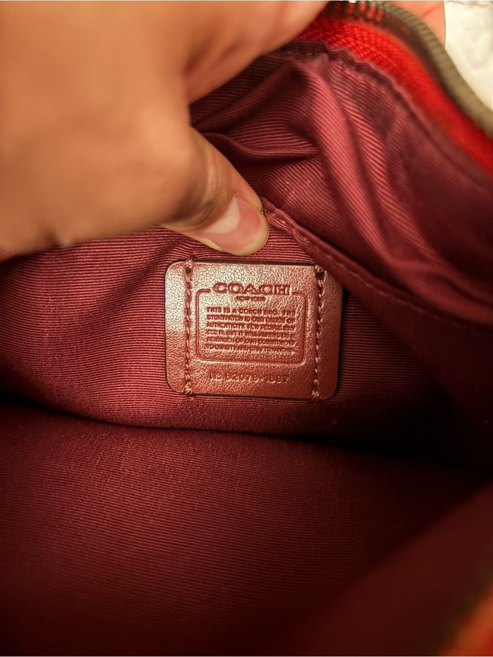 Coach Red Pebbled Leather Crossbody with Striped Strap - Picture 7 of 7